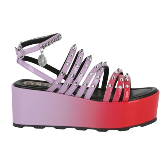 NWOB Versace Jeans Couture Mallory Platform Sandals Womens 35 5 Purple Red NEW - Picture 13 of 13